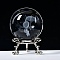 Carving Crystal Ball, Glass Sphere Decoration, with Platinum Tone Alloy Stand, Clear, Human, 60mm