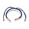 Nylon Cord Braided Bead Bracelets Making, with Brass Beads, Long-Lasting Plated, Real Rose Gold Plated, Marine Blue, 10-1/4 inch~11-5/8 inch(26~29.6cm)