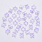 Transparent Spray Painted Glass Beads, with Glitter Powder, Clover, Lilac, 8x8x3mm, Hole: 0.9mm