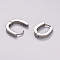 Tarnish Resistant 304 Stainless Steel Huggie Hoop Earrings, Hypoallergenic Earrings, Oval, , Stainless Steel Color, 16x13x3mm, Pin: 1mm