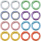 SUNNYCLUE 16Pcs 8 Colors Zinc Alloy Spring Gate Rings, Round Ring, Mixed Color, 7 Gauge, 20x3.5mm, 2pcs/color