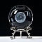 Carving Crystal Ball, Glass Sphere Decoration, with Platinum Tone Alloy Stand, Clear, Globe, 60mm