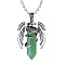 Natural Green Aventurine Bullet with Dragon Pendant Necklace with Zinc Alloy Chains, 19.69 inch(50cm)