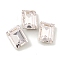 Glass Rhinestone Cabochons, Flat Back & Back Plated, Faceted, Rectangle, Rosaline, 8x6x3mm