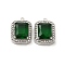 304 Stainless Steel Pendants, with Glass Rhinestone, Rectangle Charms, Green, 16x11.5x4.5mm, Hole: 1.4mm