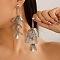 Chic 3D Flower Zinc Alloy Stud Earrings, Tassel Earring for Women