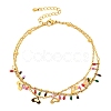 304 Stainless Steel Enamel Anklets AJEW-P125-01B-G-1