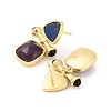 Ion Plating(IP) Natural Lapis Lazuli and Natural Amethyst Stud Earring Findings EJEW-U014-01A-2