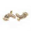 Brass Cubic Zirconia Bird Pendants ZIRC-I062-02G-3