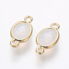Oval Faceted Golden Brass Opalite Links connectors GLAA-O014-29G-2