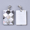 Single-Sided Natural Black Lip Shell and White Shell Pendants SSHEL-N034-31B-2