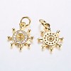 Long-Lasting Plated Brass Micro Pave Cubic Zirconia Charms X-ZIRC-F069-47G-2