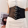 PU Leather Wide Elastic Corset Belt with Alloy Heart Buckle AJEW-WH0007-26-7