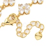 Rack Plating Brass Pave Clear Cubic Zirconia Flower Link Chain Necklaces NJEW-Q345-03G-03-2