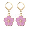 8 Pair 8 Color Alloy Enamel Flower Dangle Leverback Earrings for Women EJEW-JE05143-3