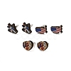 3 Pairs 3 Styles Independence Day Theme Wood Stud Earrings Sets SJEW-K002-06-1