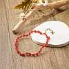 Glass Seed Beaded Flower Necklace with Alloy Enamel Bee Charm NJEW-JN03817-05-2