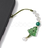 Brass Glass with Natural Quartz Crystal with Natural White Jade Mobile Straps HJEW-JM02288-4