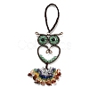 Wire Wrapped Brass Owl & Natural Green Aventurine Pendant Decoration HJEW-C006-01C-1