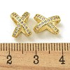 Letter X Rack Plating Brass Micro Pave Cubic Zirconia Europen Beads KK-K386-15G-01-3