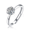 Rhodium Plated 925 Sterling Silver Moissanite Rhinestone Adjustable Rings for Women AJEW-U007-12P-1