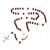 Cross 304 Stainless Steel Rosary Beaded Necklaces NJEW-L414-37B-1