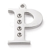 Tarnish Resistant 304 Stainless Steel Letter Pendant Rhinestone Settings STAS-J028-01P-1