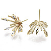 Brass Micro Pave Cubic Zirconia Stud Earring Findings X-KK-N233-045-NF-2