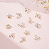 BENECREAT 12Pcs 2 Styles Brass with Clear Cubic Zirconia Charms KK-BC0012-52-4