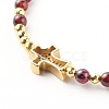Cross Cubic Zirconia Beaded Bracelet for Girl Women BJEW-JB06848-02-5