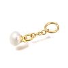 Brass Natural Pearl Keychain Clasps KK-M301-18G-2