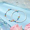 2Pcs 2 Styles Heart Glass Seed Beaded Stretch Bracelet Sets BJEW-JB10530-01-2