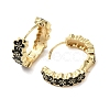 Flower Real 18K Gold Plated Brass Hoop Earrings EJEW-L268-017G-01-2
