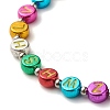 Flat Round with Letter Beaded Stretch Bracelet for Women BJEW-JB07553-03-4
