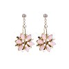 Flower Shape Brass Glass Imitation Rose Quartz Dangle Earrings EJEW-BB65719-A-1