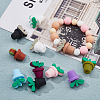 SUPERFINDINGS 11Pcs 11 Colors Leaf Pot Food Grade Eco-Friendly Silicone Beads SIL-FH0001-09-4