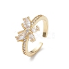 Butterfly Clear Cubic Zirconia Cuff Ring RJEW-M146-11G-1