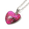 Glass Heart with Cloud Pendant Necklace NJEW-H165-01G-2