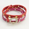 Valentines Day Gift Ideas for Girlfriend PU Leather Triple Wrap Bracelets X-BJEW-C284-M-2