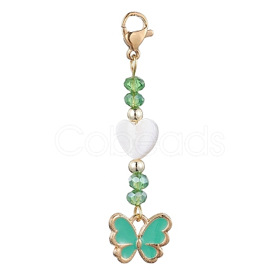 Butterfly Alloy Enamel Pendant Decorations HJEW-JM01775-1