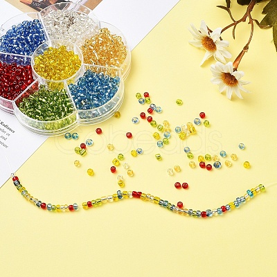 7 Colors Glass Round Seed Beads SEED-YW0001-24C-01-1