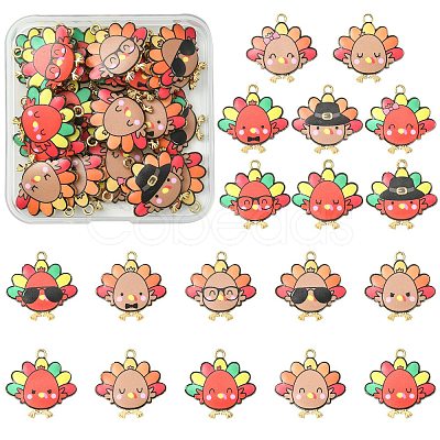 36Pcs 18 Styles Cute Printed Alloy Pendants ENAM-SZ0004-27-1