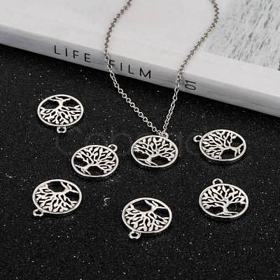 Eco-Friendly Rack Plating Brass Tree of Life Pendants KK-I606-42P-NR-1