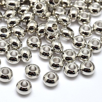 Brass Flat Round Spacer Beads X-KK-M085-18P-NR-1