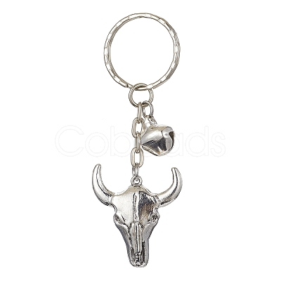 Tibetan Style Alloy Bull Head Kcychain KEYC-JKC00562-03-1