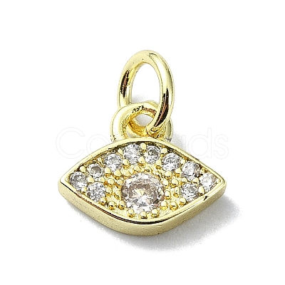 Eye Theme Brass Micro Pave Cubic Zirconia Charms KK-H475-58G-06-1