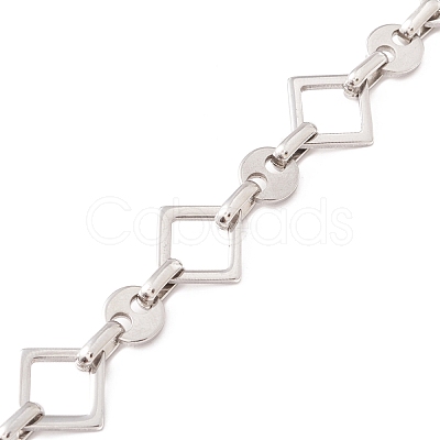 Non-Tarnish 304 Stainless Steel Rhombus & Coffee Bean Link Chains CHS-F017-03P-1