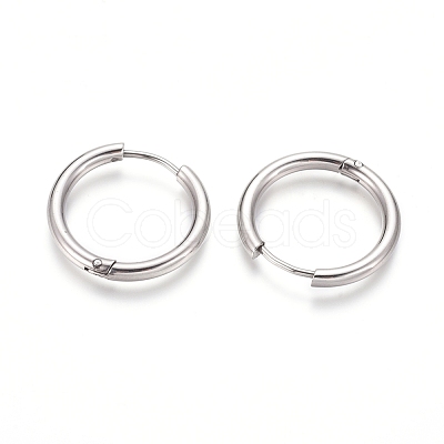 Tarnish Resistant 304 Stainless Steel Huggie Hoop Earrings EJEW-F111B-21mm-P-1