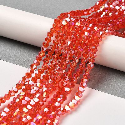 Transparent Electroplate Glass Beads Strands EGLA-A039-T4mm-B14-1