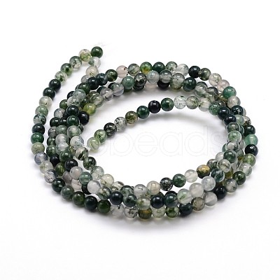 Natural Moss Agate Round Bead Strands G-J303-07-10mm-1